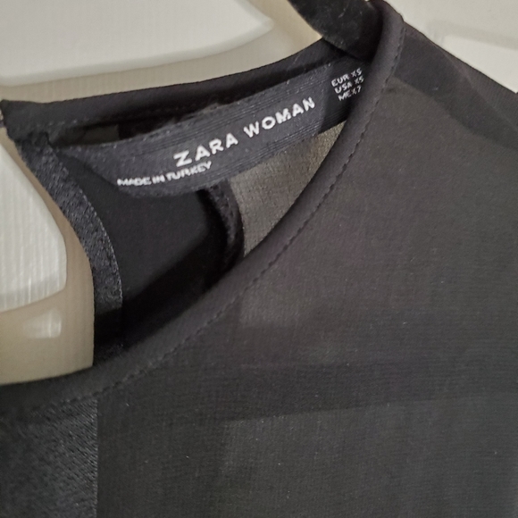 ZARA Black Sheer Sleeve Blouse - Picture 5 of 7